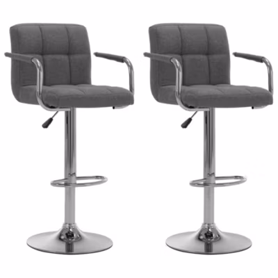 ZMH Chaises De Bar Lot De 2 Gris Clair Tissu