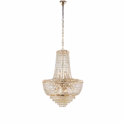 Wagner Lustre en fer et laiton doré avec strass 8 lumières 133 d.52 BL266-8-OR