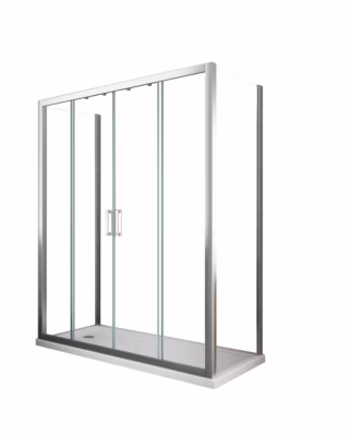 Douche de 6 mm avec deux parois fixes et une overture coulissante H.190 – 87,5-90 fixes x 188-193 overture centrale