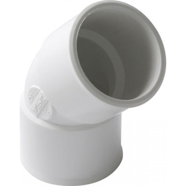 Coude PVC blanc 45° femelle / femelle NICOLL