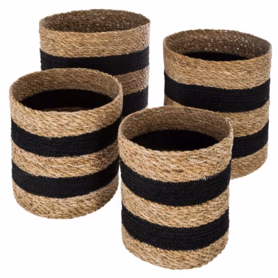 Set de 4 paniers jute – noir – Noir- Atmosphera