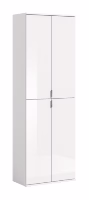 Kai – Armoire haute (L/H/P : 61x193x34 cm) en imitation blanc et blanc brillant
