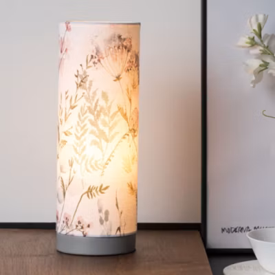 Pauleen Lampe à poser Flowery Romance E14 110 mm max. 20W Beige, Gris Béton, Lin