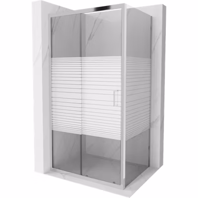 Mexen Apia cabine de douche coulissante 135 x 80 cm, bandes blanches, chrome – 840-135-080-01-20