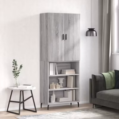 vidaXL Buffet haut Sonoma gris 69,5x34x180 cm Bois d&rsquo;ingénierie 3196089