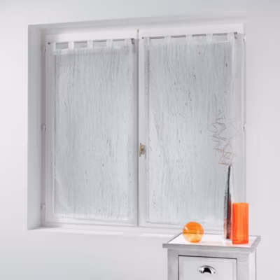 Paire droite passants 2 x 90 x 160 cm voile sable applique filiane Blanc