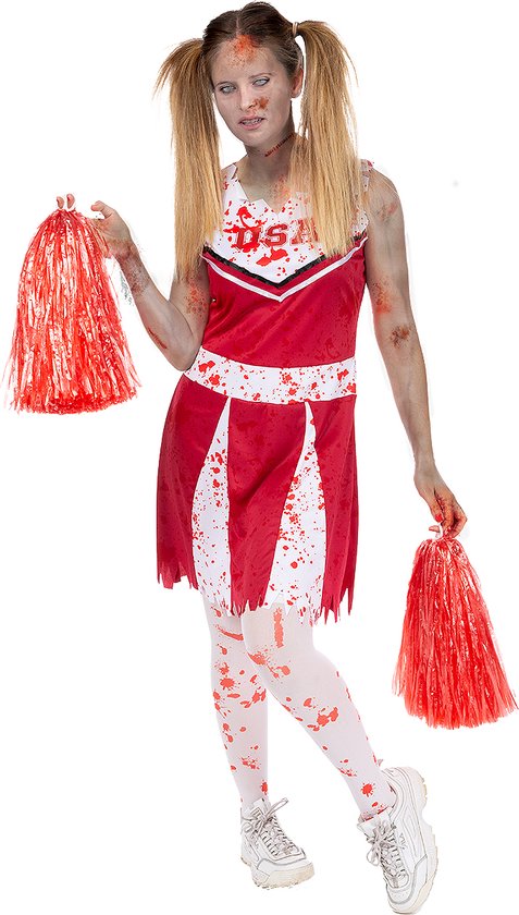 FUNIDELIA Déguisement Zombie Cheerleader Femme – Taille : M – Rouge