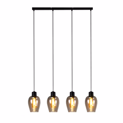 ZMH Suspension Salle à Manger 4 Flamme Noire E27 Suspension Vintage Pour Cuisine (sans Source Lumineuse)