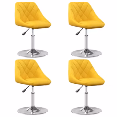 Prolenta Premium –  Chaises pivotantes à manger lot de 4 jaune moutarde velours