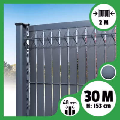 Kit 30m occultation lattes aluminium pour panneau rigide maille 55 – H 1m53 x 2m Gris anthracite
