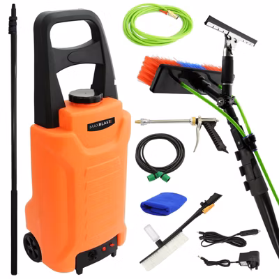 MAXBLAST Perche de Nettoyage 9m Alimenté en Eau et Chariot d&rsquo;Eau 30L