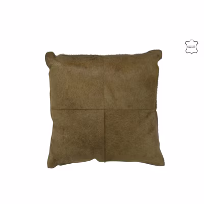 Coussin carré en cuir vert 45x45x8 cm