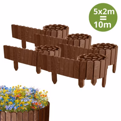 Clôture en bois flexible – Floranica – 10 m – Marron – 5 pièces – Modulable et esthétique