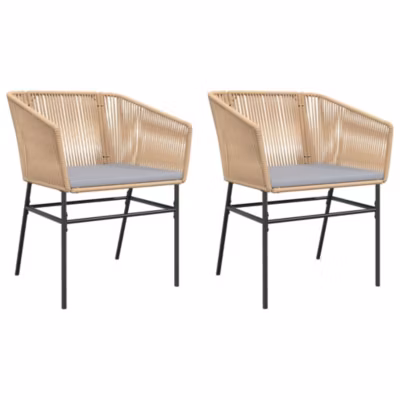 Chaises de jardin lot de 2 et coussins marron rotin vidaXL