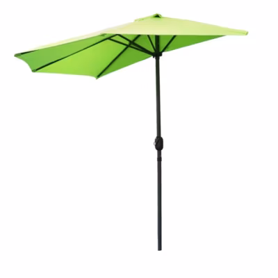 Demi-parasol mural vert anis  270x135x230cm  Aluminium  Toile polyester 180g/m²  Manivelle