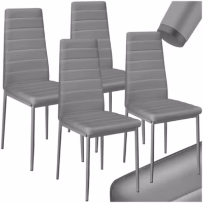Ensemble de chaises de salle à manger rembourrées avec revêtement aspect cuir gris