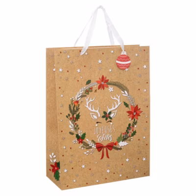 Sac cadeau grande taille kraft – feeric lights & christmas