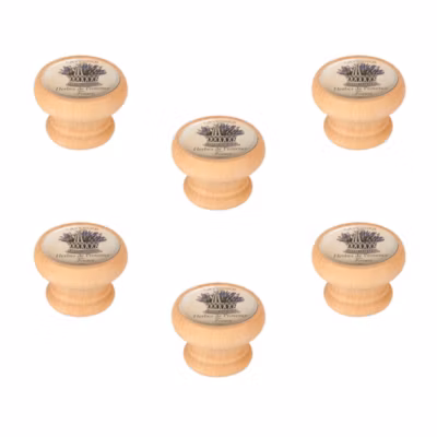 6 Un. bouton poignées de meuble Vintage Retro bois colorant naturel trou de clé – diamètre 40MM
