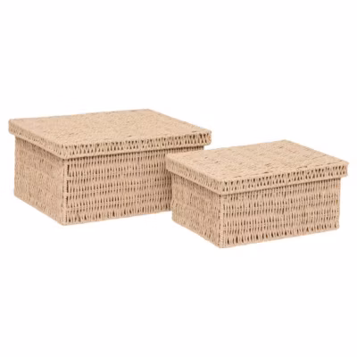 Lot de 2 boîtes range-documents Kord en papier tressé – Beige- 5five