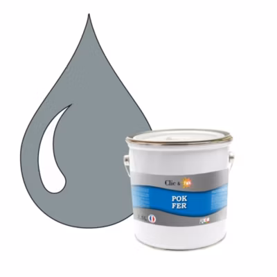 Peinture fer antirouille – Laque extérieure Semi-Brillante POK FER – 2,5L – RAL 7001 – Gris Argent
