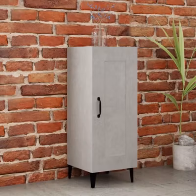 812424 vidaXL Buffet Gris béton 34,5x34x90 cm Bois d&rsquo;ingénierie