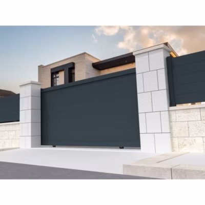 Portail coulissant plein RUUMI 4000x1692mm (Gris anthracite)