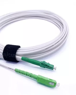 Elfcam – 30m Câble à Fibre Optique SC/APC à LC/APC Monomode Simplex 9/125um OS2 Jarretière Optique LSZH Blanc