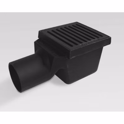 Siphon de cave – Grille à fentes en fonte – Classe L 15kN – ACO –       sortie horizontale