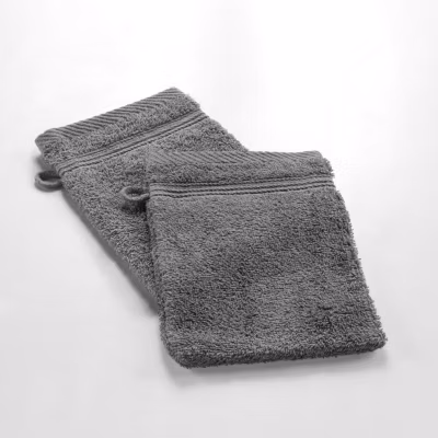 2 gants de toilette 15 x 21 cm eponge unie tendresse Anthracite