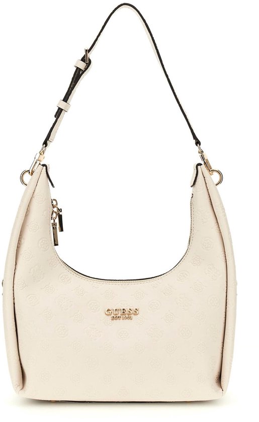 GUESS Sac à épaule Phoebe Hobo Shoulder Bag Creme White Logo Écru