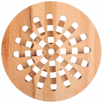 Creative Home Dessous De Plat Bois De Hêtre Rond 19,5 Cm – Réversible Résistant À La Chaleur Antidérapant