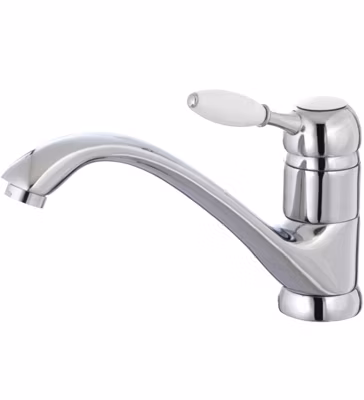 Robinet de cuisine mitigeur d&rsquo;évier chromé et blanc poignée en porcelaine