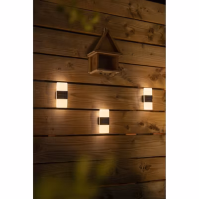 Lot de 2 Appliques murales solaires effet givrée 7lm-blanc chaud ou blanc froid-touche déco chic