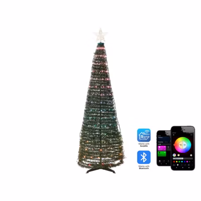 Décoration de Noël au sol LED intelligente avec l&rsquo;application SAARLOQ Arbre de Noël 188 cm Vert