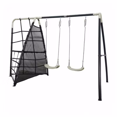 Aire de jeux avec balançoire double et portique Antraciet/crème