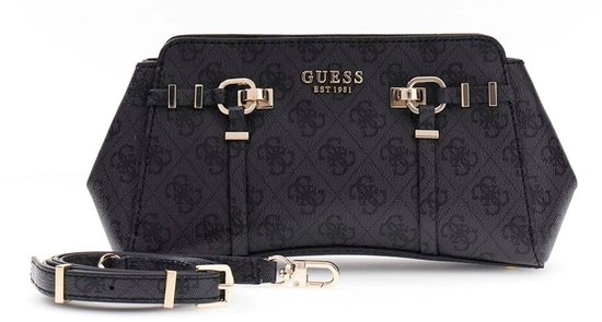 GUESS sac à épaule bandoulière Leona Logo Girlfriend Xbody Coal Logo gris foncé