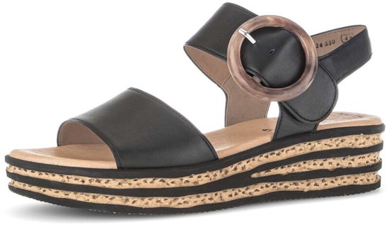Gabor – Sandales à plateforme pour femmes – 84.550.27 – Cuir noir – taille 37.5