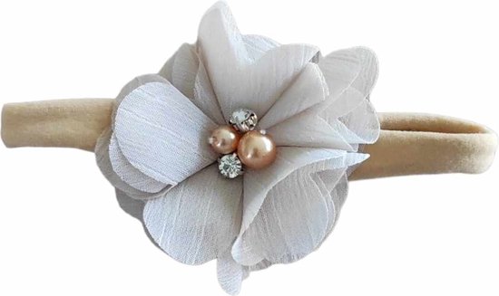 Hairband Bloem Beige – Nylon Hairband Bloem – Accessoires pour cheveux Bébé – Nouveau-né Bébé