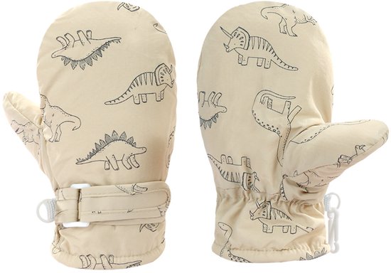 Gants de ski d&rsquo;hiver, moufles pour enfants, motif dinosaure dessin animé, chauds, respirants, doux et confortables, pour activités de plein air, Kaki, M (2 – 4 ans)