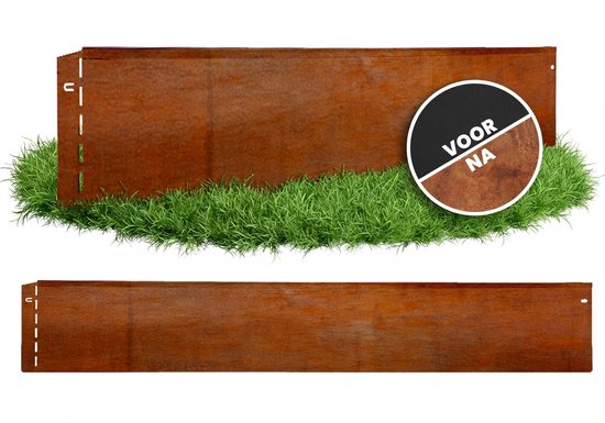 GartenAZ Bordure de jardin – Bordure de pelouse en acier Corten – Montage flexible – Brun – 100 cm x 13 cm (5 pièces)