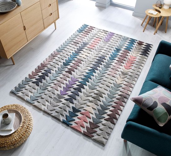 Flycarpets Archer Modern Low Pile – 100% Laine – Tapis Geo – Multi – 120×170 cm