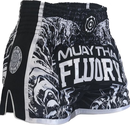 Fluory Sak Yant Tiger Muay Thai Kickboxing Pantalon Zwart taille S
