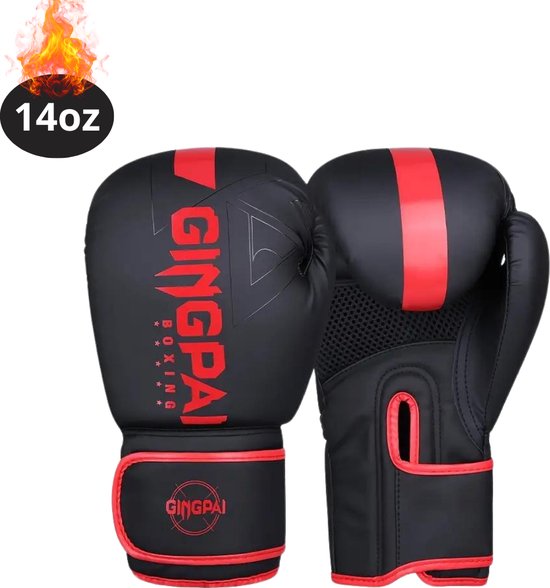 Gants de boxe Livano – Gants de kickboxing – Set de Gants de boxe – Gants de combat – Hommes – Femmes – Zwart- 14 oz