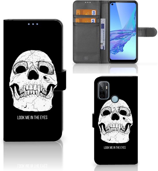 Flip Housse OPPO A53 | OPPO A53s Portefeuille Yeux Crâne