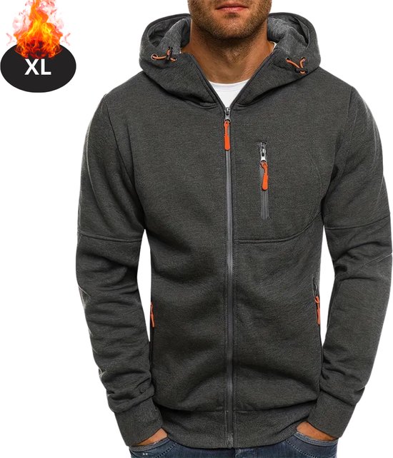 Gilet Livano Homme – Pull – Sweats à capuche – Pull chaud – Long – Gris foncé – XL