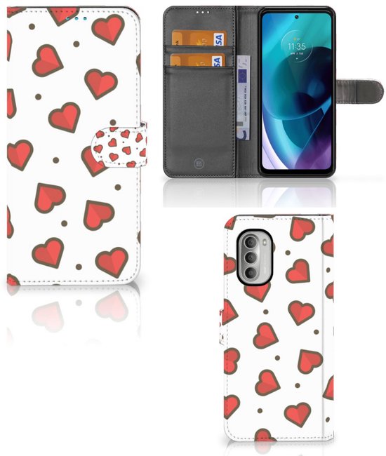Flip Housse Étui Motorola Moto G51 5G Coque Cœurs Cadeaux Saint Valentin