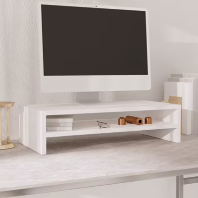 Prolenta Premium –  Support de moniteur Blanc 50x24x13 cm Bois de pin solide