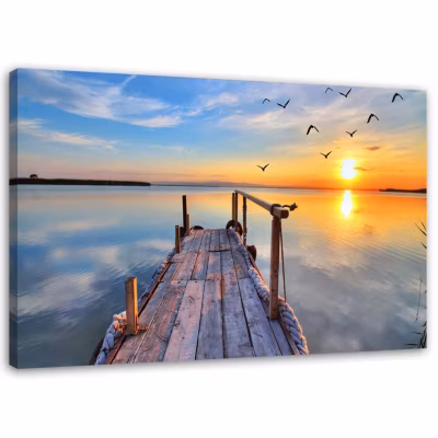Tableau sur toile, Ponton au coucher du soleil 90×60 cm