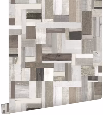 ESTAhome papier peint imitation bois beige et taupe 53 cm x 10.05 m