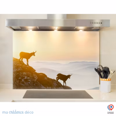 Crédence cuisine fond de hotte Chamois – Verre trempé – L 90 cm x H 50 cm – MaCrédenceDéco